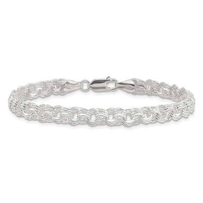 Sterling Silver Polished Triple Rolo Charm Bracelet, 7 x 6mm
