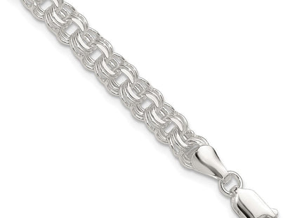 Sterling Silver Polished Triple Rolo Charm Bracelet (Style QG5831-7)