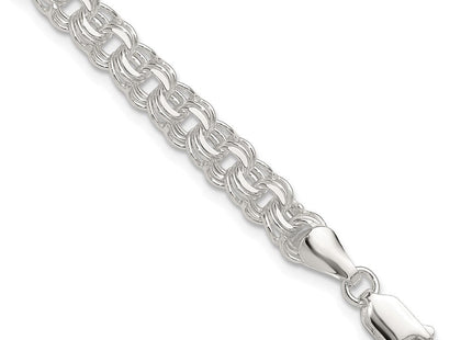 Sterling Silver Polished Triple Link Charm Bracelet