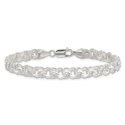 Sterling Silver Polished Triple Rolo Charm Bracelet, 7 x 7.25mm