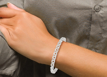 Sterling Silver Polished Triple Rolo Charm Bracelet, 7 x 7.25mm