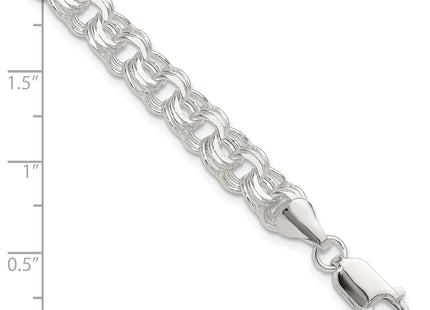 Sterling Silver Polished Triple Rolo Charm Bracelet, 7 x 7.25mm