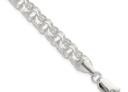 Sterling Silver Polished Triple Rolo Charm Bracelet, 7 x 7.25mm