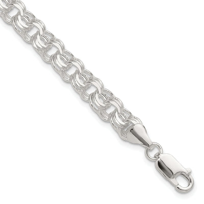 Sterling Silver Polished Triple Rolo Charm Bracelet, 7 x 7.25mm