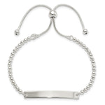 Sterling Silver Polished Beaded Adjustable ID Bracelet view 2