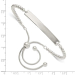 Sterling Silver Polished Beaded Adjustable ID Bracelet view 4
