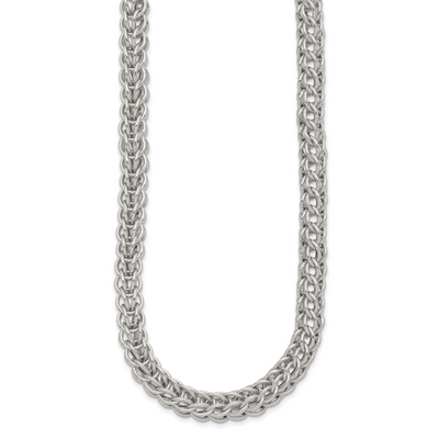 Sterling Silver Polished Fancy Circle Link 7.5in Necklace