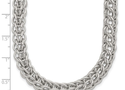 Sterling Silver Polished Fancy Circle Link 18.5in Necklace (Style QG5961-18.5)
