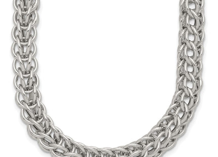 Sterling Silver Polished Fancy Circle Link 18.5in Necklace (Style QG5961-18.5)