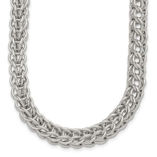 Sterling Silver Polished Fancy Circle Link 18.5in Necklace (Style QG5961-18.5)