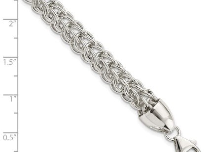 Sterling Silver Polished Fancy Circle Link 7.5in Necklace