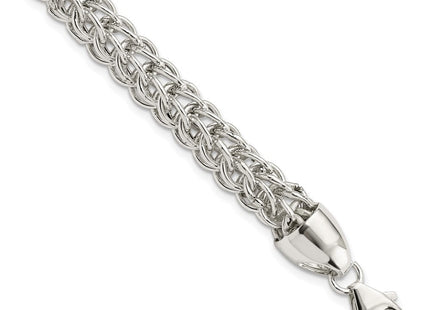 Sterling Silver Polished Fancy Circle Link 7.5in Necklace