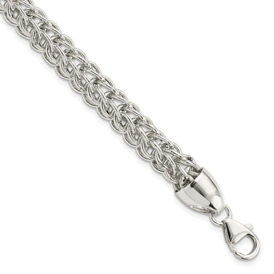 Sterling Silver Polished Fancy Circle Link 7.5in Necklace