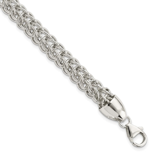 Sterling Silver Polished Fancy Circle Link 7.5in Necklace