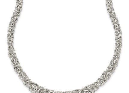 Sterling Silver Polished Byzantine Graduated Link Bracelet
