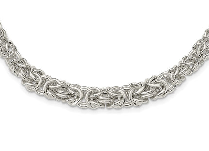 Sterling Silver Polished Byzantine Graduated Link Bracelet