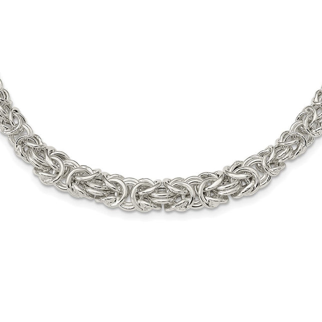 Sterling Silver Polished Byzantine Graduated Link Bracelet