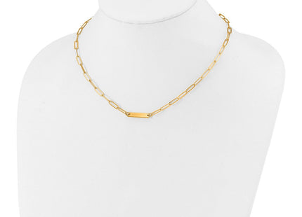 Sterling Silver Gold-plated Polished Bar Necklace w/ 2in ext. Necklace (Style QG5983-17)