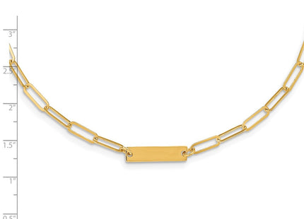 Sterling Silver Gold-plated Polished Bar Necklace w/ 2in ext. Necklace (Style QG5983-17)