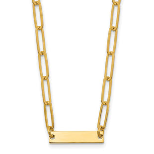 Sterling Silver Gold-plated Polished Bar Necklace w/ 2in ext. Necklace (Style QG5983-17)