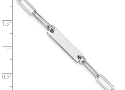 Sterling Silver Rhodium-plated Polished Bar w/ 1in ext. Necklace