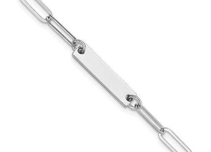 Sterling Silver Rhodium-plated Polished Bar w/ 1in ext. Necklace