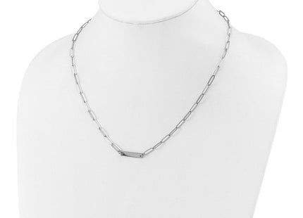 Sterling Silver Rhodium-plated Polished Bar w/ 2in ext. Necklace