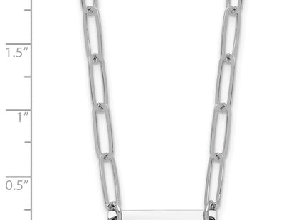 Sterling Silver Rhodium-plated Polished Bar w/ 2in ext. Necklace