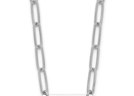 Sterling Silver Rhodium-plated Polished Bar w/ 2in ext. Necklace