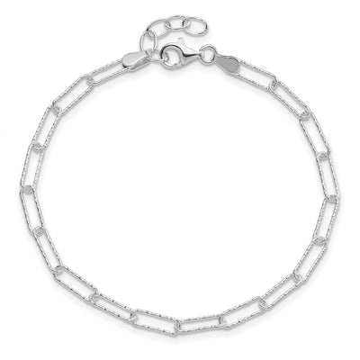 Sterling Silver D/C Fancy Open Link w/1.5 in ext. Bracelet