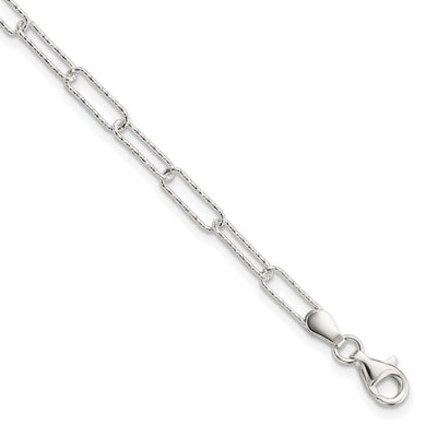 Sterling Silver D/C Fancy Open Link w/1.5 in ext. Bracelet