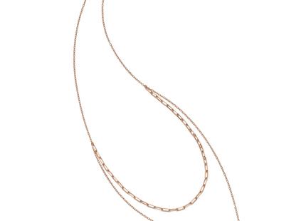 Sterling Silver Rose-tone Love You More Two Strand Necklace