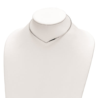 Sterling Silver Rhod. Polished V Cuff Necklace