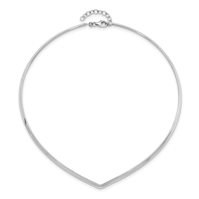 Sterling Silver Rhod. Polished V Cuff Necklace