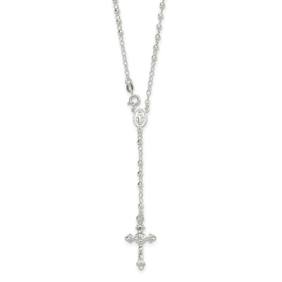 Sterling Silver Rhodium-plated Polished w/ Clasp Rosary