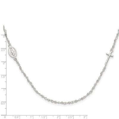 Sterling Silver Medal/Cross w/1.5in ext. Rosary Necklace