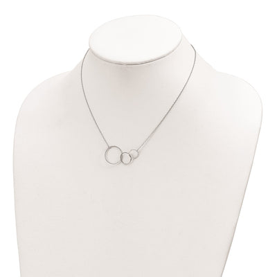 Sterling Silver Rhodium-plated 3 Intertwined Circles w/2 in ext. Necklace
