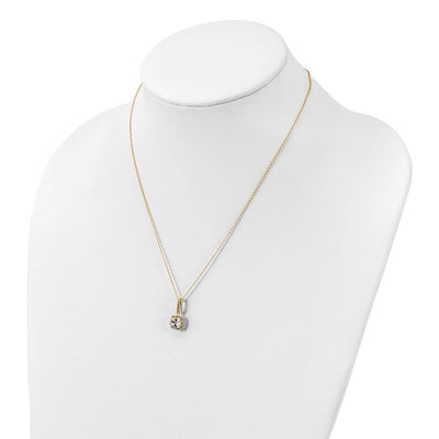 Sterling Silver Polished Gold-tone CZ 18in Necklace/Post Earrings Set