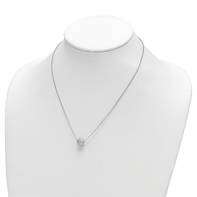 Sterling Silver Rhodium-plated Kitty and Fish w/.5 in Ext Necklace