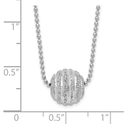 Sterling Silver Rhodium-plated Kitty and Fish w/.5 in Ext Necklace