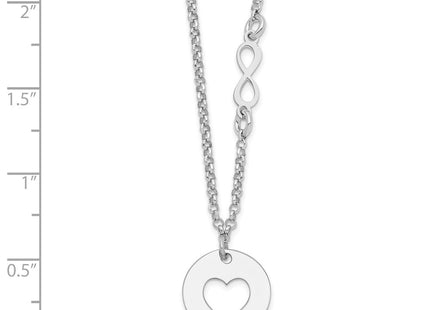 Sterling Silver Rhodium-plated Heart and Infinity w/1 in Ext Necklace