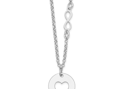 Sterling Silver Rhodium-plated Heart and Infinity w/1 in Ext Necklace
