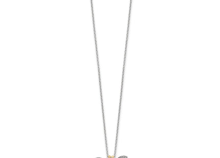 Brilliant Gemstones Sterling Silver with 14K Accent Rhodium-plated Light Blue Topaz and London Blue Topaz and Diamond Dragonfly Necklace with Extender (Style QG6232-17)