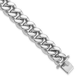 Sterling Silver Rhodium-plated Curb Link Men's 8.5in Bracelet (Style QG6234-8.5)