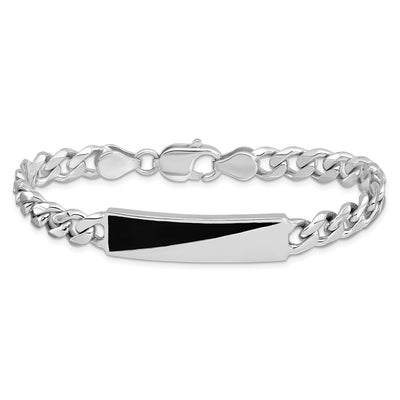 Sterling Silver Rhodium-plated Enameled Bar Men's 8in Bracelet, 8 x 10.1mm