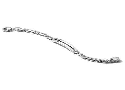 Sterling Silver Rhodium-plated Enameled Cross on Bar Men's 8in Bracelet