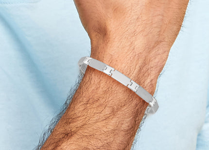 Sterling Silver Rhodium-plated Polished/Brushed Men's 8.5in Bracelet
