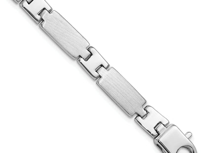 Sterling Silver Rhodium-plated Polished/Brushed Men's 8.5in Bracelet
