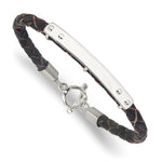 Sterling Silver Genuine Leather ID 8in Toggle Bracelet view 2