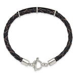 Sterling Silver Genuine Leather ID 8in Toggle Bracelet view 4